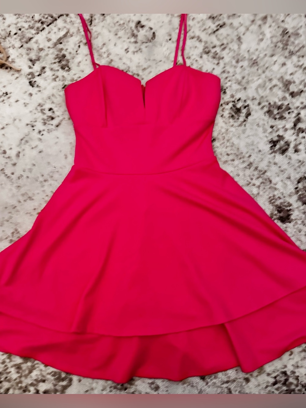 Hot Pink Spaghetti-Strap Fit & Flare Dress